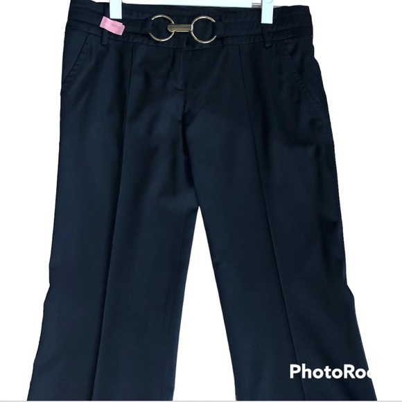 Atos Lombardini Wool Wide Leg Metallic Buckle Black Pants Made in Italy Women’s - Picture 7 of 16